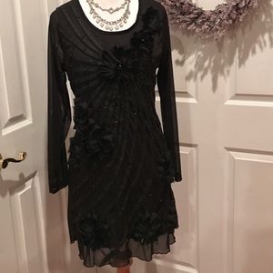 Beautifully detailed part silk black dress/tunic